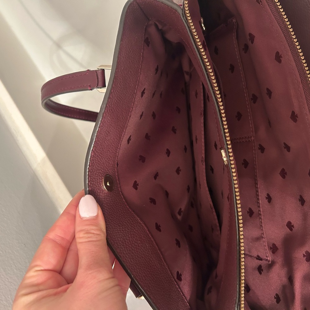 Kate Spade Burgundy Leather Tote Bag - Picture 5 of 6